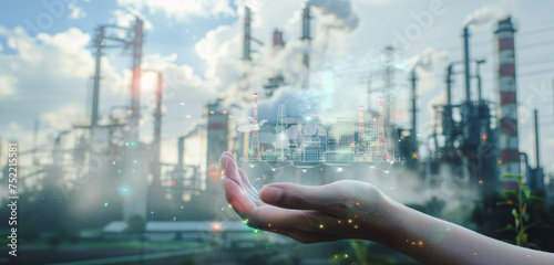 
Analyst displays air pollution levels, illustrating environmental impact.