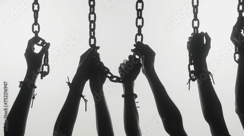 hands in chains on white background #752216947