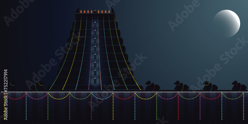 illustration of temple carnival celebration and decoration  concept design