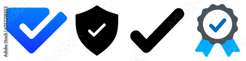 set of verified icon in trendy flat style, vector icon