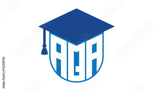 AQA initial letter academic logo design vector template. school college logo, university logo, graduation cap logo, institute logo, educational logo, library logo, teaching logo, book shop, varsity