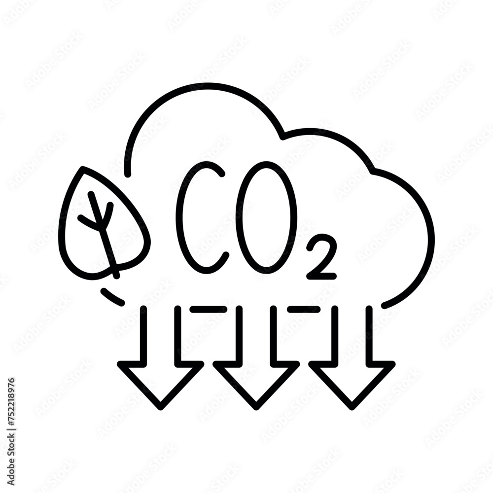 Obraz premium carbon dioxide gas emission reduction color flat icon.