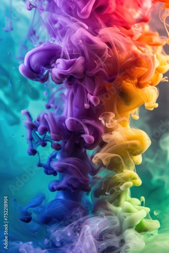 An illusion of flowing colorful smoke swirls reminiscent of an underwater dreamscape, full of life and motion