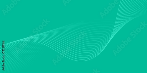 Abstract background with waves for banner. Medium banner size. Vector background with lines isolated. Element for design. Green gradient. Turquoise color. Summer, spring. Brochure, booklet