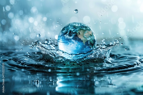 world water day . clean water drop in shape of planet Earth. ai generated