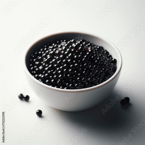 Luxury black caviar in the bowl