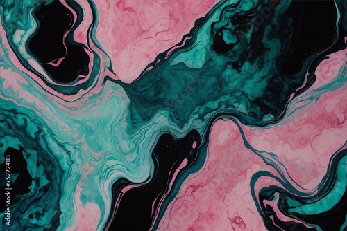 green and pink watercolor paint swirls, liquid background