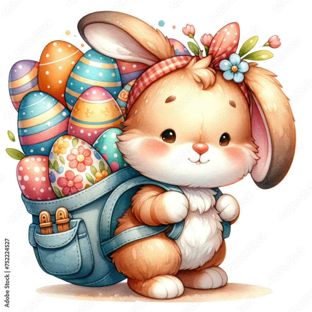 Joyful Easter Bunny Sailing in a Decorative Eggshell Boat with Festive Flair Joyful Easter Bunny Sailing in a Decorative Eggshell Boat with Festive Flair