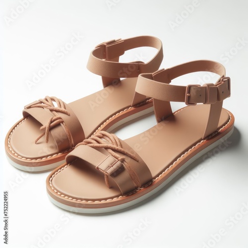 pair of sandals shoes on white