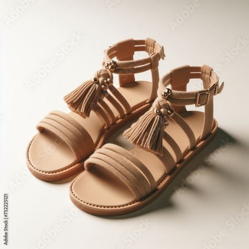 pair of sandals shoes  on white photo