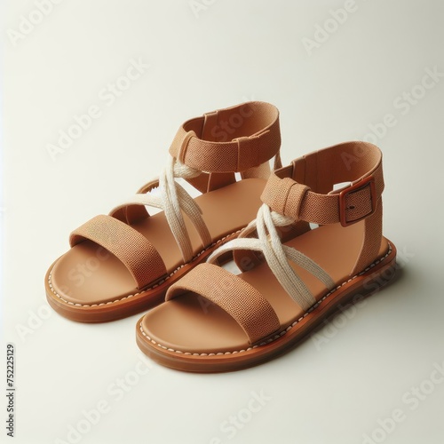 pair of sandals shoes on white