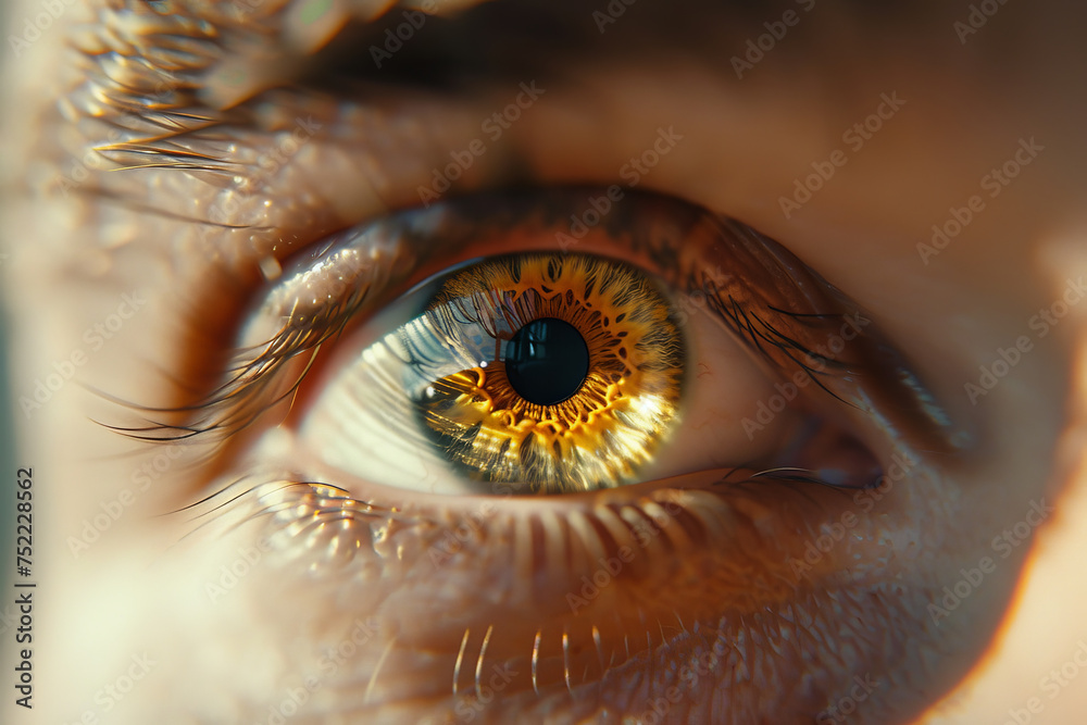 Extreme close up shot of eye iris - obrazy, fototapety, plakaty 
