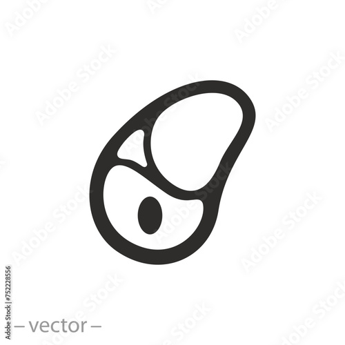 slice meat icon, beef steak, flat symbol on white background - vector illustration
