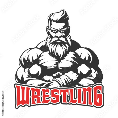 Wrestling Illustration Clip Art Design Shape. Fighter Silhouette Icon Vector.