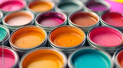 Small paint cans for wall dye photo