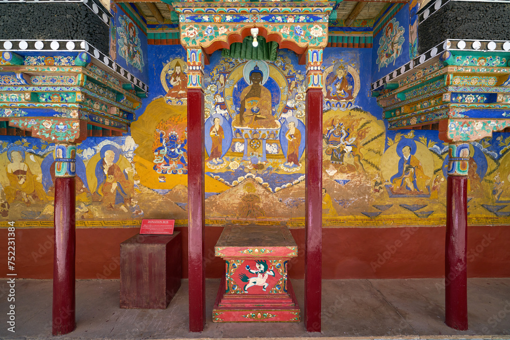 Wall mural in Thiksey Monastery of Ladakh