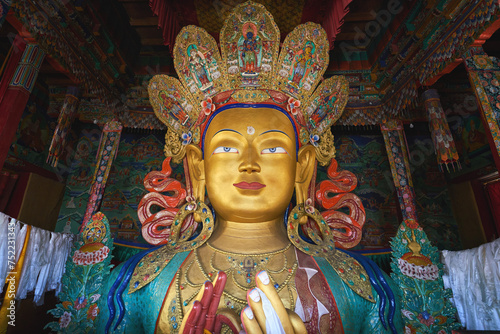 The statue of Maitreya Buddha at Thiksey Monastery in Ladakh