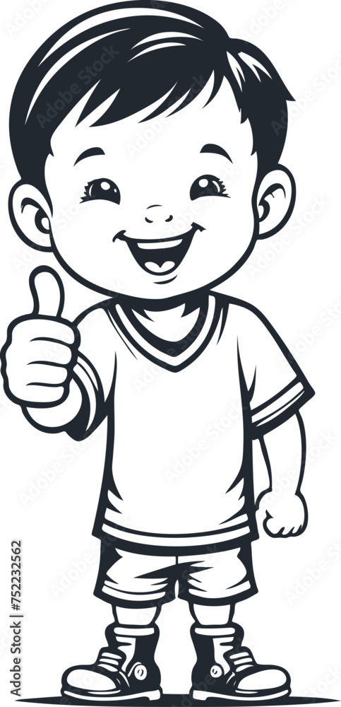 Young boy showing thumbs up, vector illustration Young boy showing thumbs up, vector illustration