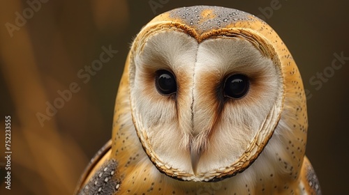 close up view of common barn owl Tyto albahead.Ai generated © paryati