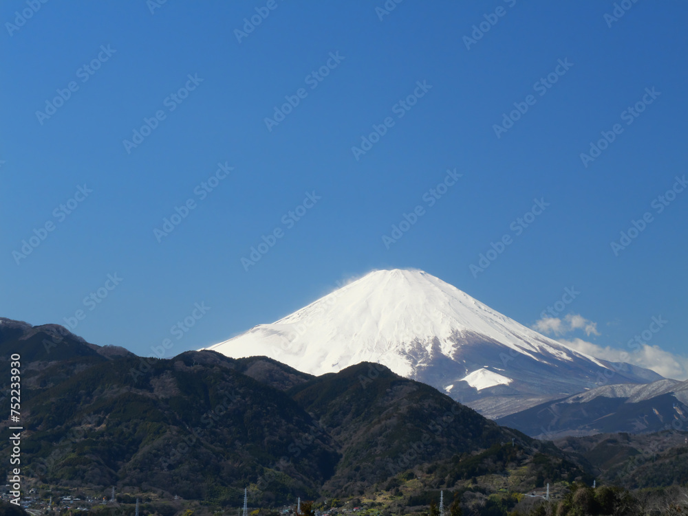 日本、神奈川県、冬の富士山
