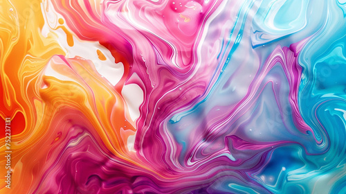 A mesmerizing blend of liquid colors swirling and mixing, creating intricate and vivid patterns.