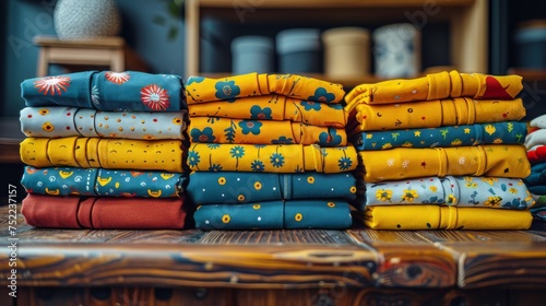 Stack of Cloths on Table