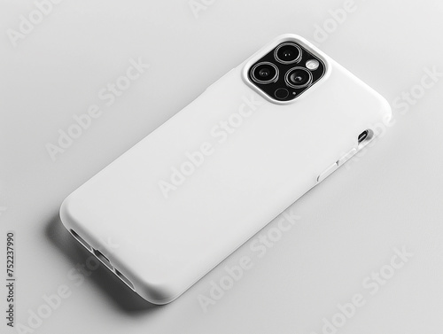 A white phone case isolated on a white background, showcasing its sleek design and minimalistic style. The clean, simple presentation highlights the product's color and texture, making it ideal for sh