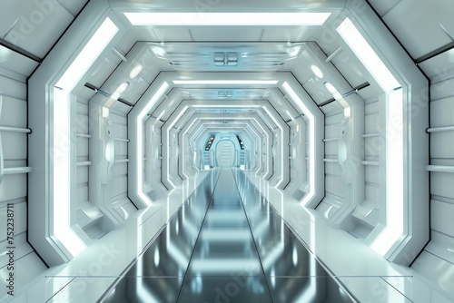Futuristic corridor with central void