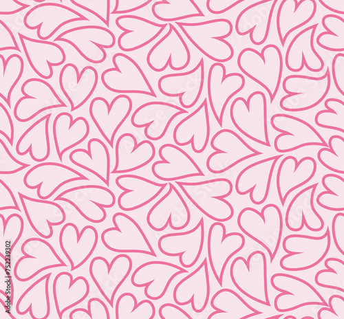 cute love heart line out seamless pattern.