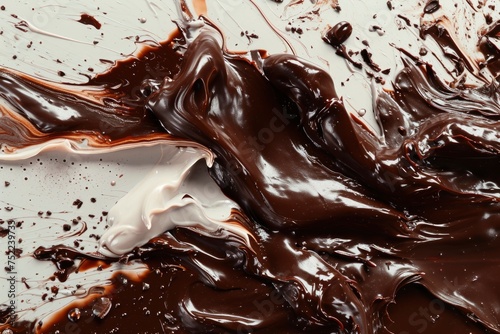 close up of liquid chocolate texture. generative ai