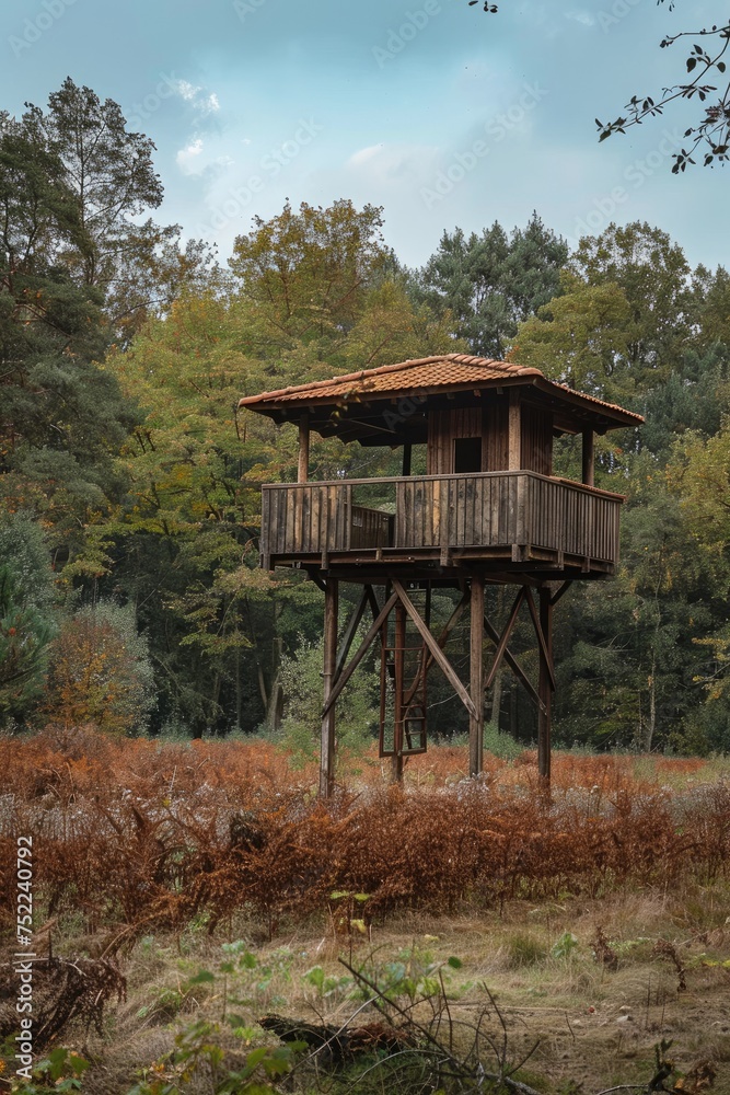 Hunting lookout at the edge of the forest