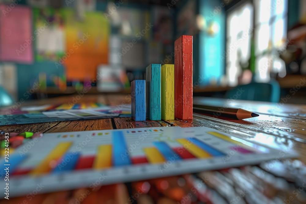 Graph charts that are models are inside the office. Show financial balance. AI generated Graph charts that are models are inside the office. Show financial balance. AI generated
