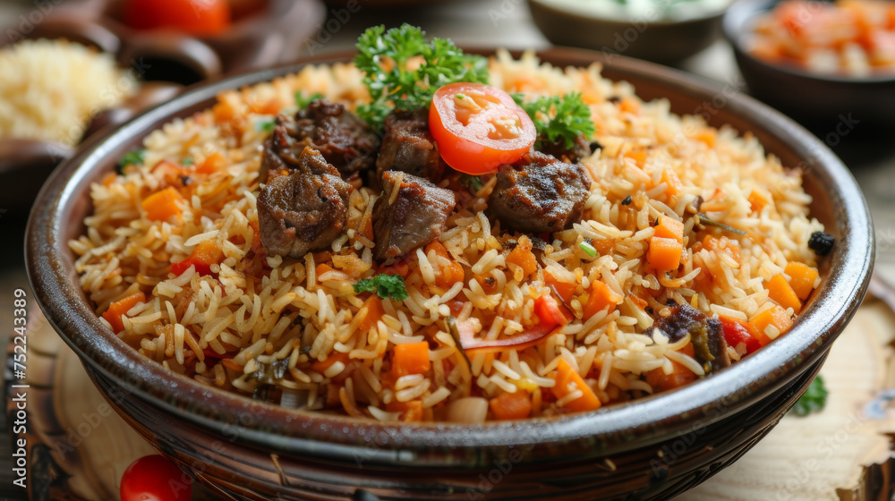 pilaf dish on white background pilaf dish on white background