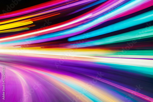 Neon Color Blurred Motion On Speedway