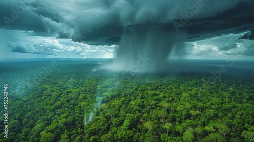 Giant Cloud Hovering Above Lush Green Forest