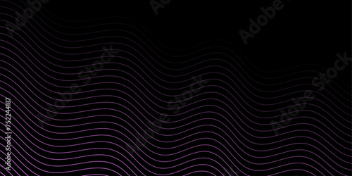 Abstract background with waves for banner. Medium banner size. Vector background with lines. Element for design isolated on black. Black and pink gradient. Brochure, booklet. Love, night, dark