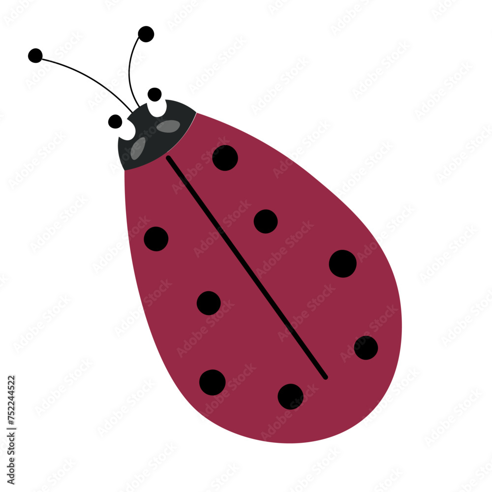 Ladybug or ladybird simple flat design red and black. Vector illustration isolated on white background