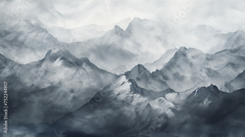 Hand drawn Mountain Peaks background