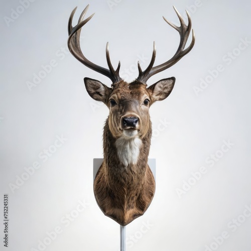 deer head trophy on white 
