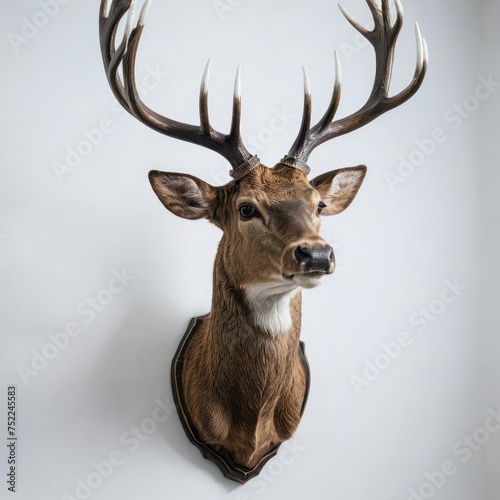 deer head trophy on white 