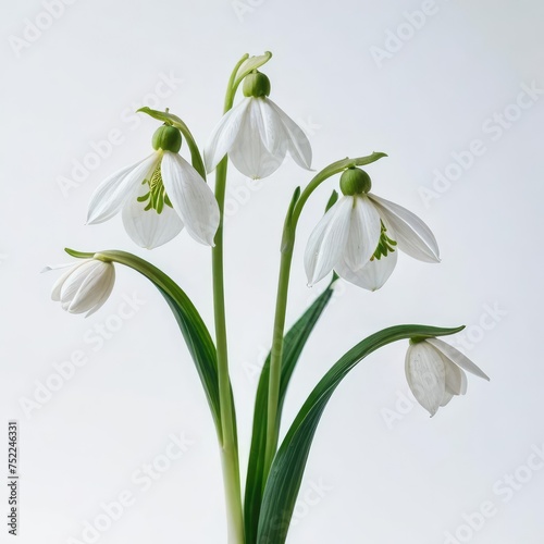 snowdrops in a vase  on white
