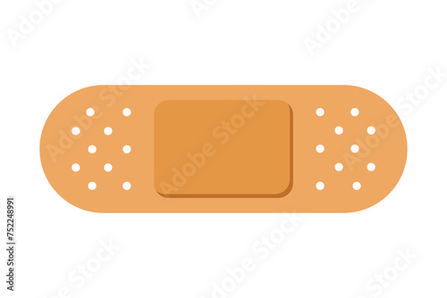 Medical plaster isolated on white background, wound plasterer or bandaged patch, vector adhesive health care object. Injury tape plaster flat design, Sticking plaster.First aid concept.	
