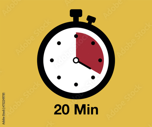 20 Timer sign icon. 20 minutes stopwatch symbol
