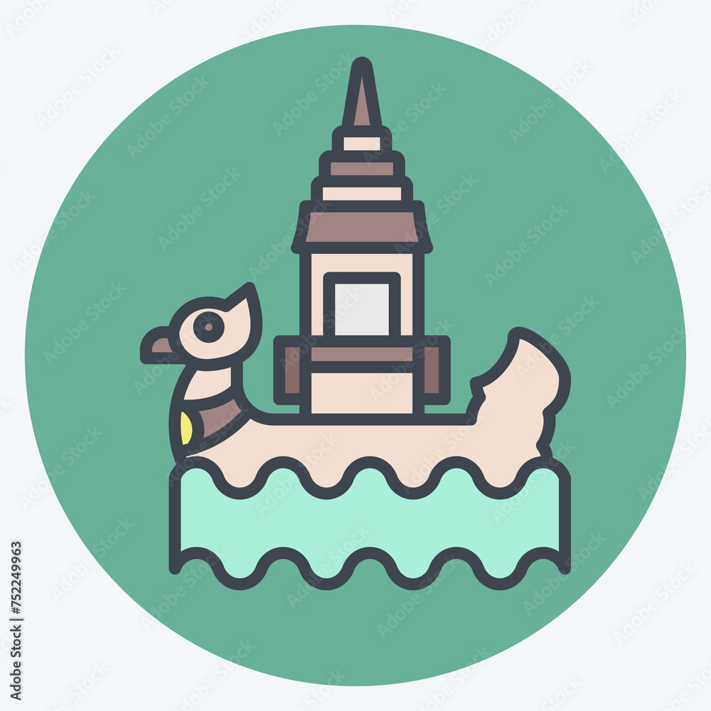 Obraz premium Icon Bon Om Touk. related to Cambodia symbol. color mate style. simple design editable. simple illustration