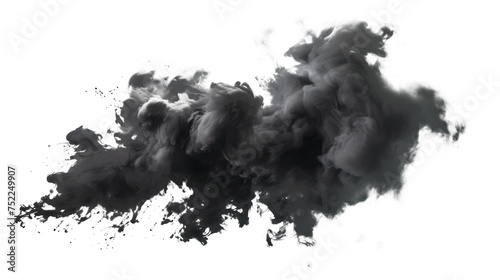 A black cloud of smoke is blowing in the wind Isolated on transparent background  PNG