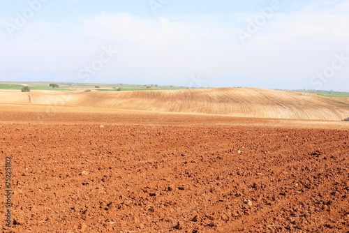 Agricultural field ploughed in spring. Arable land ready for the next cultivation season