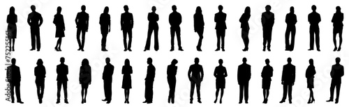 silhouettes of people working group of standing business people vector illustration on isolated white background photo