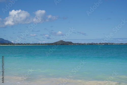 The beautiful ocean of Kailua Beach, Hawaii, and the scenery of Mokapu Peninsula