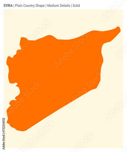 Syria plain country map. Medium Details. Solid style. Shape of Syria. Vector illustration.