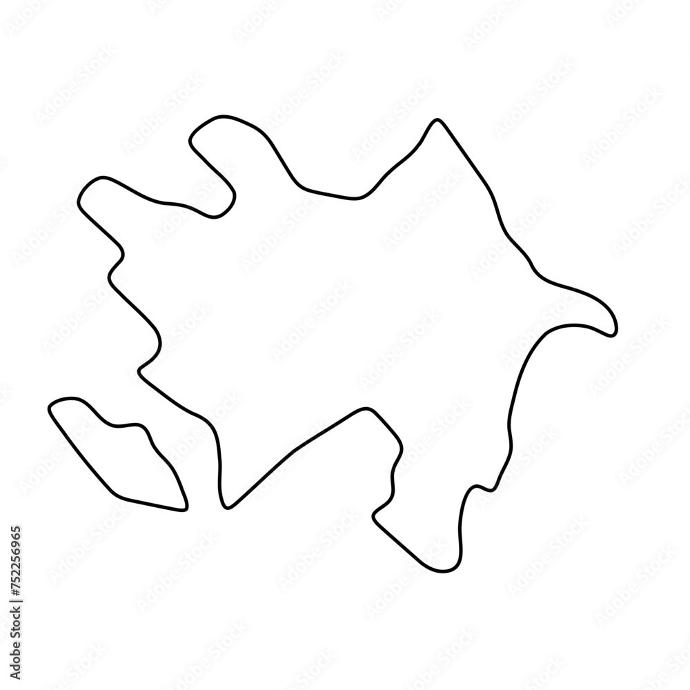 Azerbaijan country simplified map. Thin black outline contour. Simple vector icon